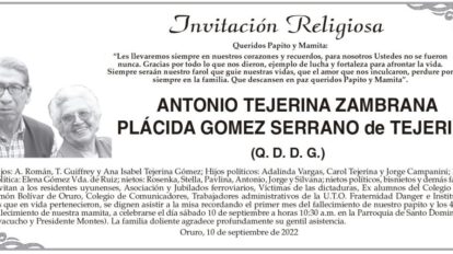 Obituarios de Antonio Tejerina Zambrana Plácida Gomez Serrano