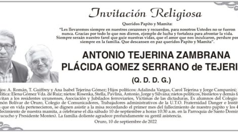 Obituarios de Antonio Tejerina Zambrana Plácida Gomez Serrano