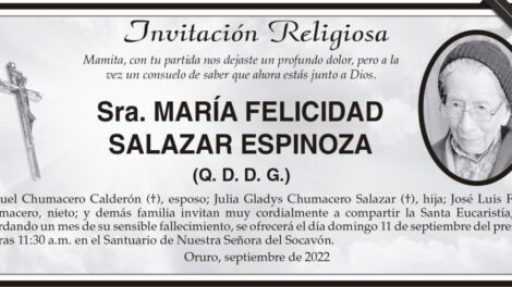 Invitación Religiosa: María Felicidad Salazar Espinoza