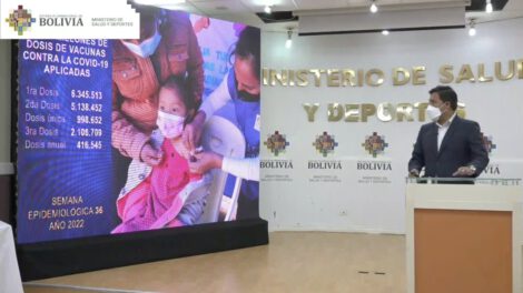 El ministro de Salud y Deportes, Jeyson Auza, durante el reporte epidemiológico semanal sobre Covid-19 en Bolivia