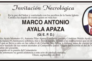 Invitación Necrológica: Marco Antonio Ayala Apaza