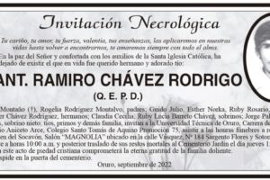 Invitación Necrológica: ANT. RAMIRO CHÁVEZ RODRIGO
