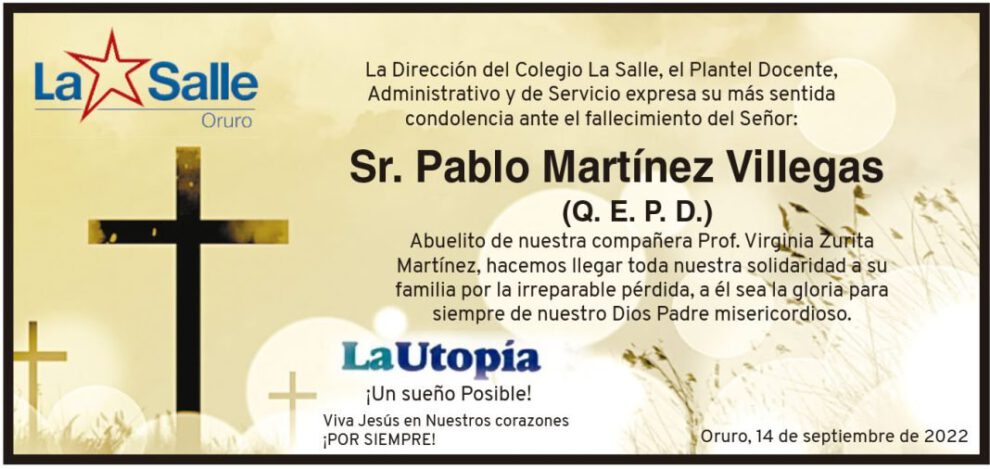 Necrológico de Pablo Martínez Villegas