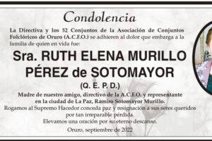 Condolencia por Ruth Elena Murillo Pérez