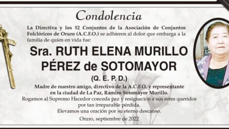 Condolencia por Ruth Elena Murillo Pérez