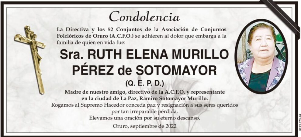Condolencia por Ruth Elena Murillo Pérez