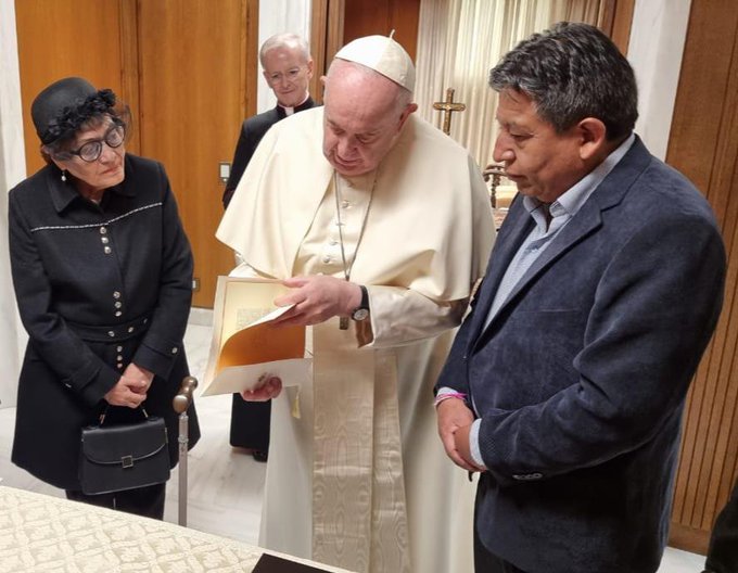 David Choquehuanca con el Papa Francisco en la Santa Sede