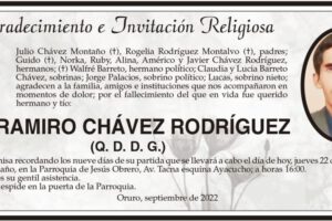 Agradecimiento e Invitación Religiosa por Ramiro Chávez Rodríguez