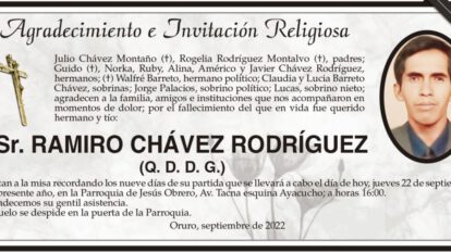 Agradecimiento e Invitación Religiosa por Ramiro Chávez Rodríguez
