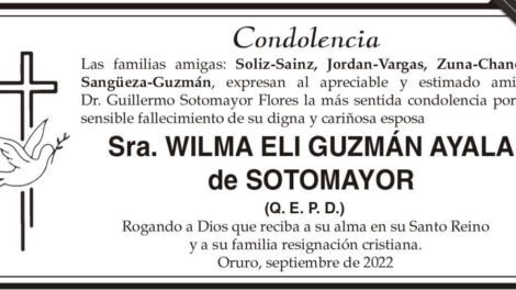 Condolencia por el fallecimiento de Wilma Eli Guzmán Ayala