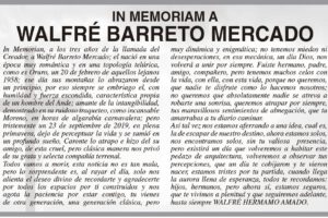 Obituario de Walfré Barreto Mercado