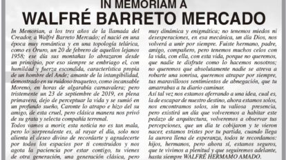 Obituario de Walfré Barreto Mercado