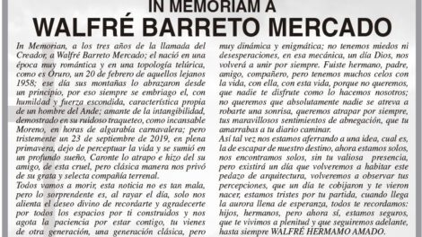 Obituario de Walfré Barreto Mercado