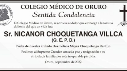 Sentida Condolencia por Nicanor Choquetanga Villca
