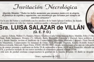 Invitación Necrológica de Luisa Salazar de Villán