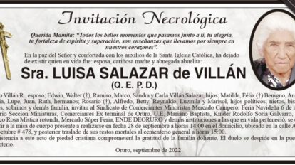 Invitación Necrológica de Luisa Salazar de Villán