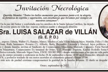 Invitación Necrológica de Luisa Salazar de Villán