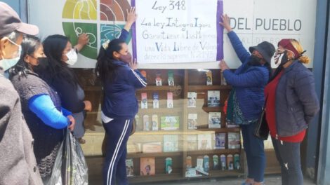 Integrantes del Colectivo Tejiendo Justicia piden acciones por la Ley 348