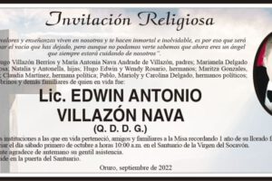 Lic. Edwin Antonio Villazón Nava invitación religiosa