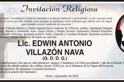 Lic. Edwin Antonio Villazón Nava invitación religiosa