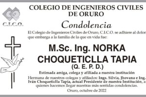 Condolencia por Norka Choqueticlla Tapia