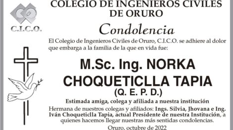 Condolencia por Norka Choqueticlla Tapia