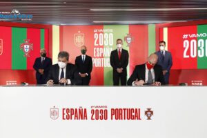 Mundial 2030 en la conferencia de prensa de la UEFA
