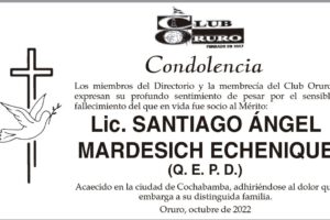 Condolencia por el fallecimiento del Lic. Santiago Ángel Mardesich Echenique