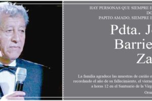 Necrológico de Pdta. Jorge Barrientos Zapata