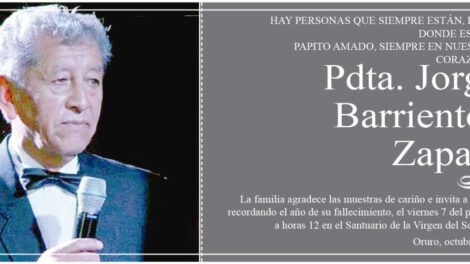 Necrológico de Pdta. Jorge Barrientos Zapata