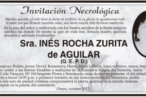 Invitación Necrológica de Inés Rocha Zurita