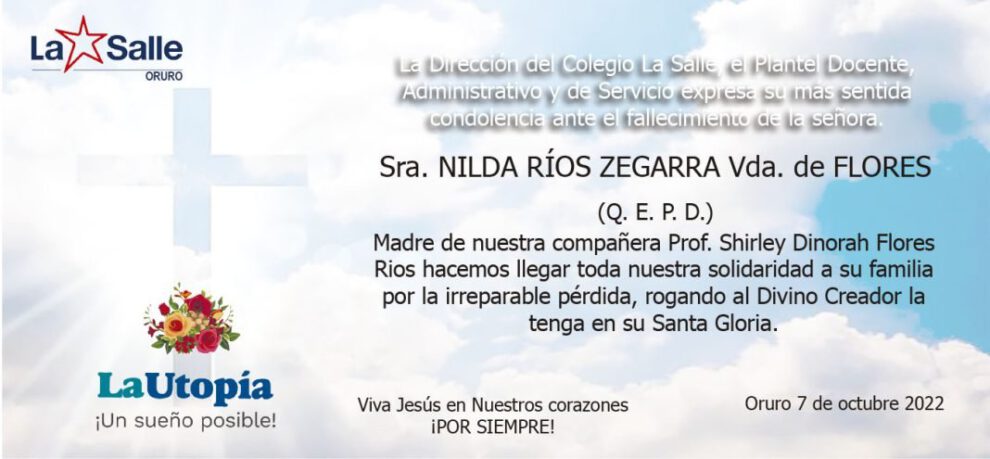 Necrológico de Nilda Ríos Zegarra