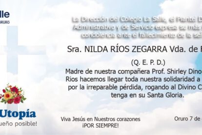 Necrológico de Nilda Ríos Zegarra
