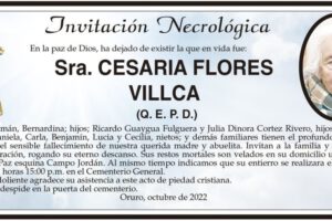 Invitación Necrológica de Cesaria Flores Villca