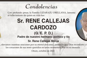 Condolencias por el fallecimiento del Sr. Rene Callejas Cardozo