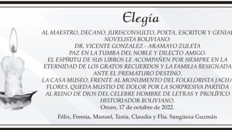 Obituario del Dr. Vicente Gonzalez - Aramayo Zuleta