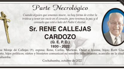 Parte Necrológico: Sr. Rene Callejas Cardozo