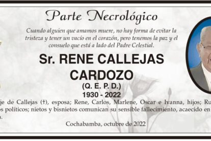 Parte Necrológico: Sr. Rene Callejas Cardozo
