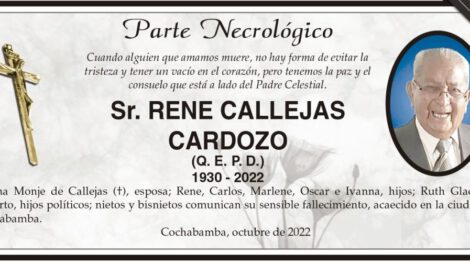 Parte Necrológico: Sr. Rene Callejas Cardozo