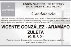 Condolencia por Vicente González - Aramayo Zuleta
