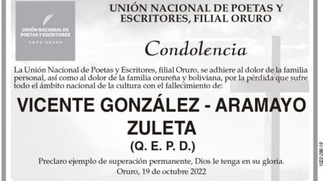 Condolencia por Vicente González - Aramayo Zuleta