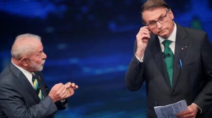 Lula da Silva y Jair Bolsonaro en un debate presidencial en Brasil