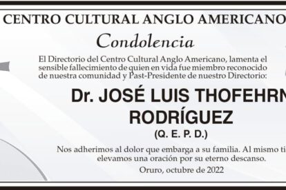 Condolencia por el fallecimiento del Dr. José Luis Thofehrn Rodríguez