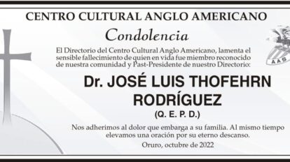 Condolencia por el fallecimiento del Dr. José Luis Thofehrn Rodríguez