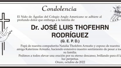 Condolencia por el Dr. José Luis Thofehrn Rodríguez