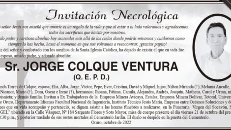Invitación Necrológica: Jorge Colque Ventura