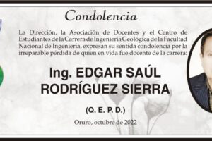 Condolencia por la pérdida del Ing. Edgar Saúl Rodríguez Sierra