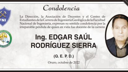 Condolencia por la pérdida del Ing. Edgar Saúl Rodríguez Sierra