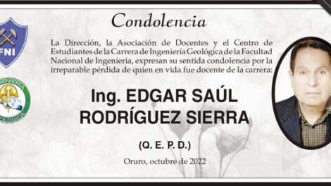 Condolencia por la pérdida del Ing. Edgar Saúl Rodríguez Sierra