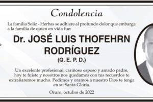 Condolencia por el Dr. José Luis Thoferhn Rodríguez